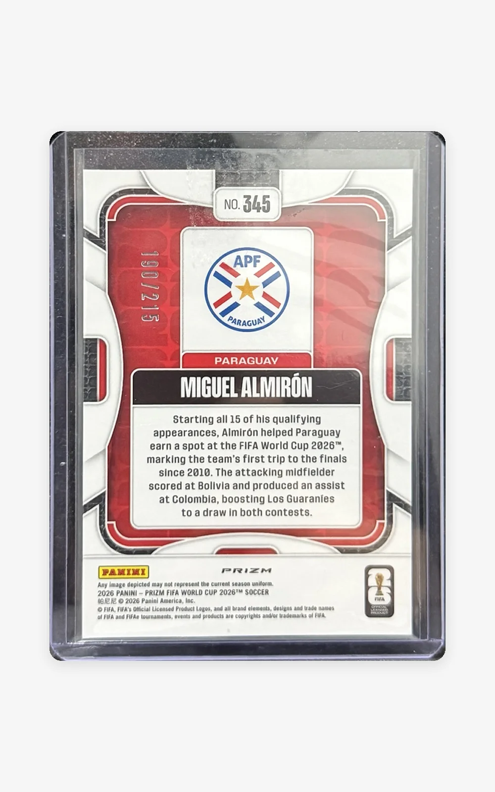 Miguel Almirón – Prizm Naranja – 190/215 — 345 Numerada /215 (imagen 2)