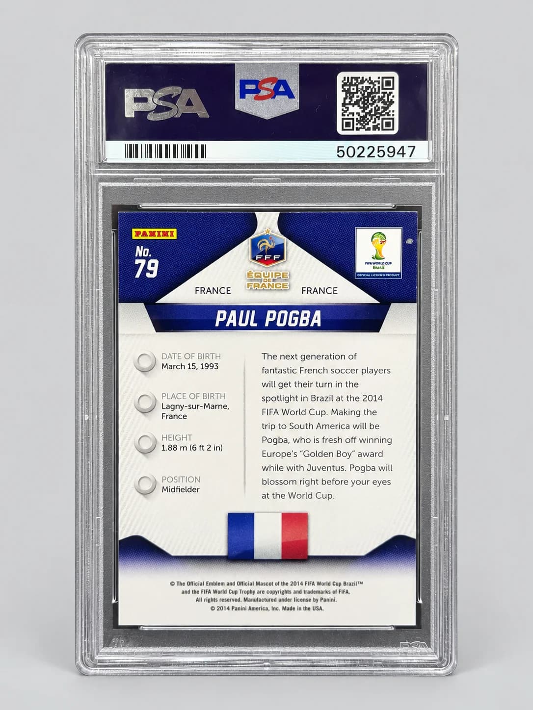 Paul Pogba — Panini Prizm World Cup 2014 — PSA 9 — 79 (imagen 2)
